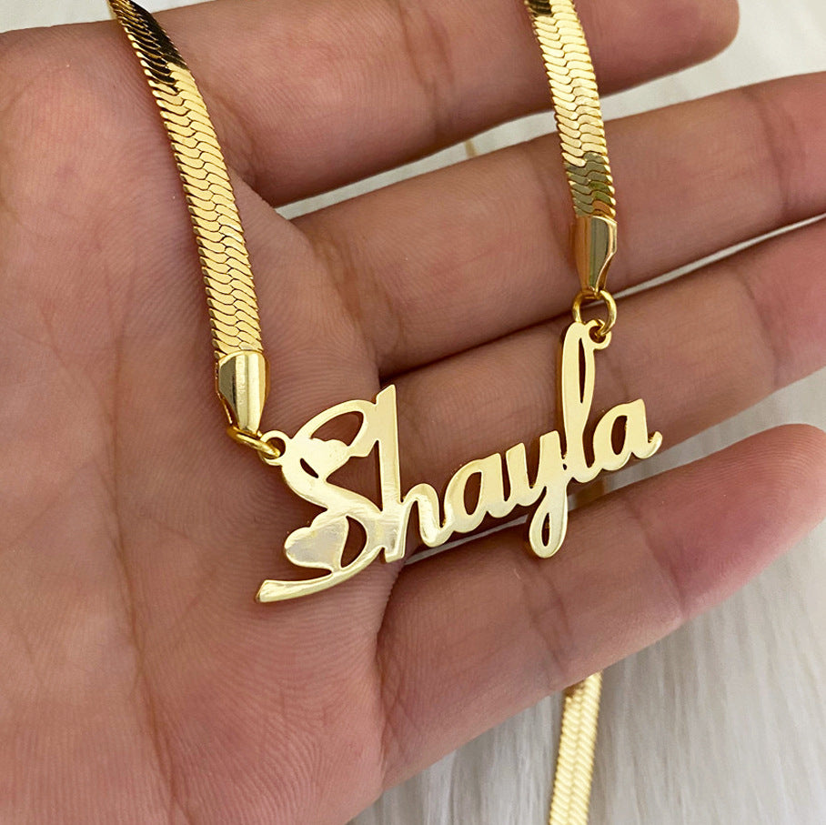 Ins Wind Blade Chain Necklace Custom Name