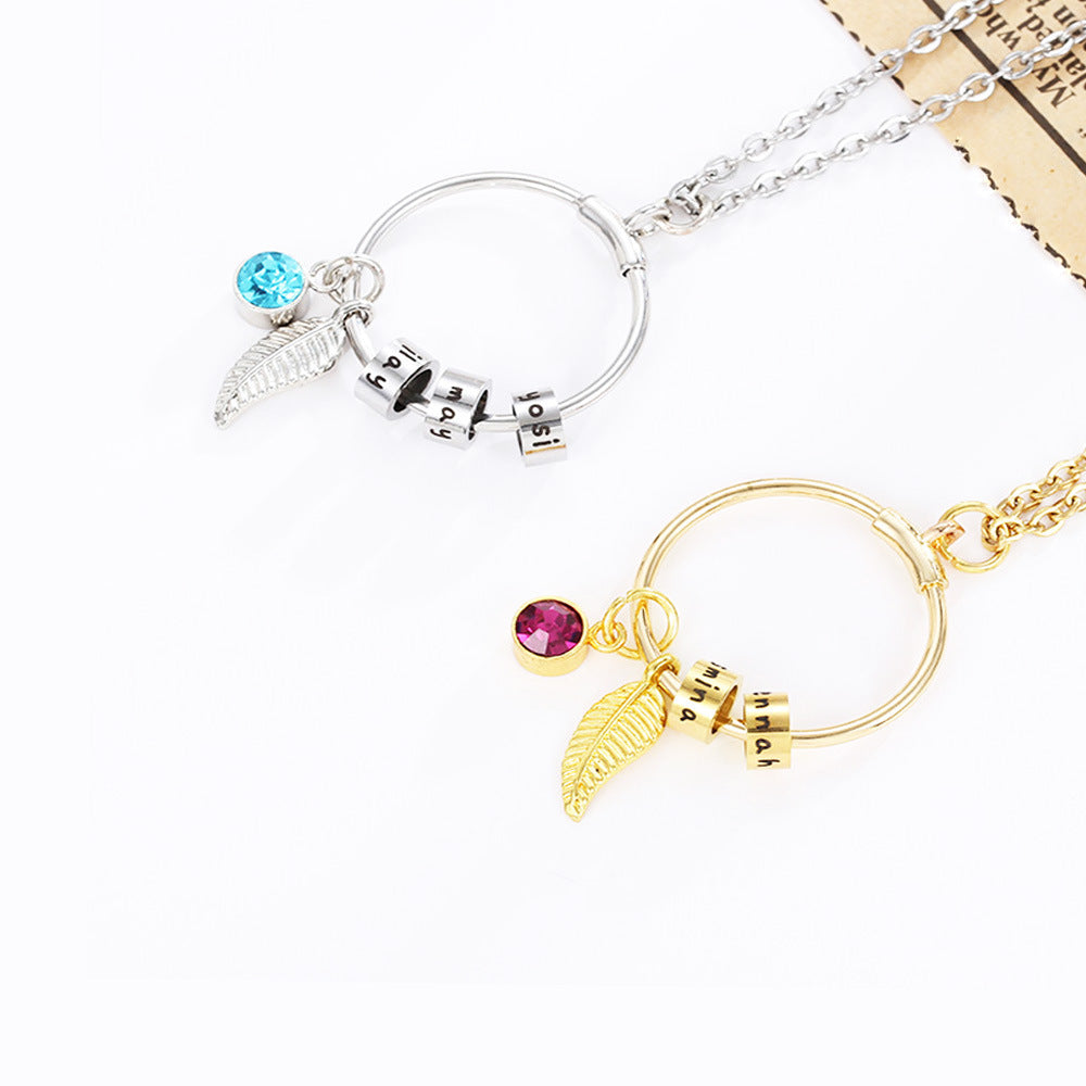 Stainless Steel Bead Necklace January-December Birthstone Beaded