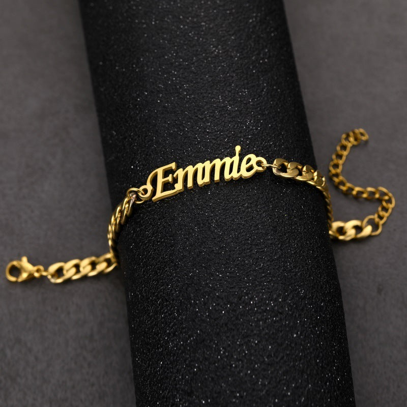 Stainless Steel 4mm Cuban Chain Custom Name Men's Classic Bracelet
