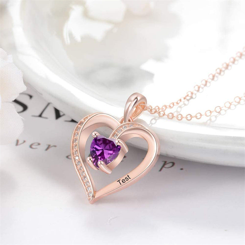 Ladies Elegant Heart Zircon Love Pendant Necklace