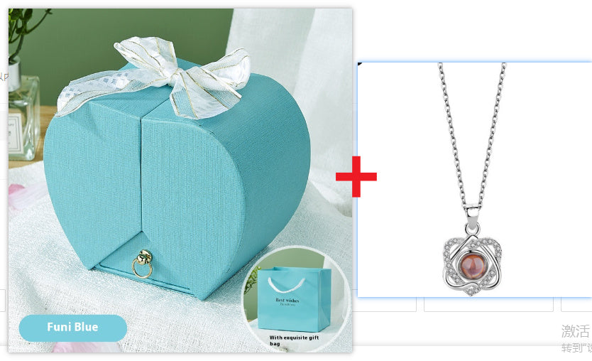 Apple Rose Jewelry Box Necklace Ring Ornament For Friends Christmas Valentine's Day