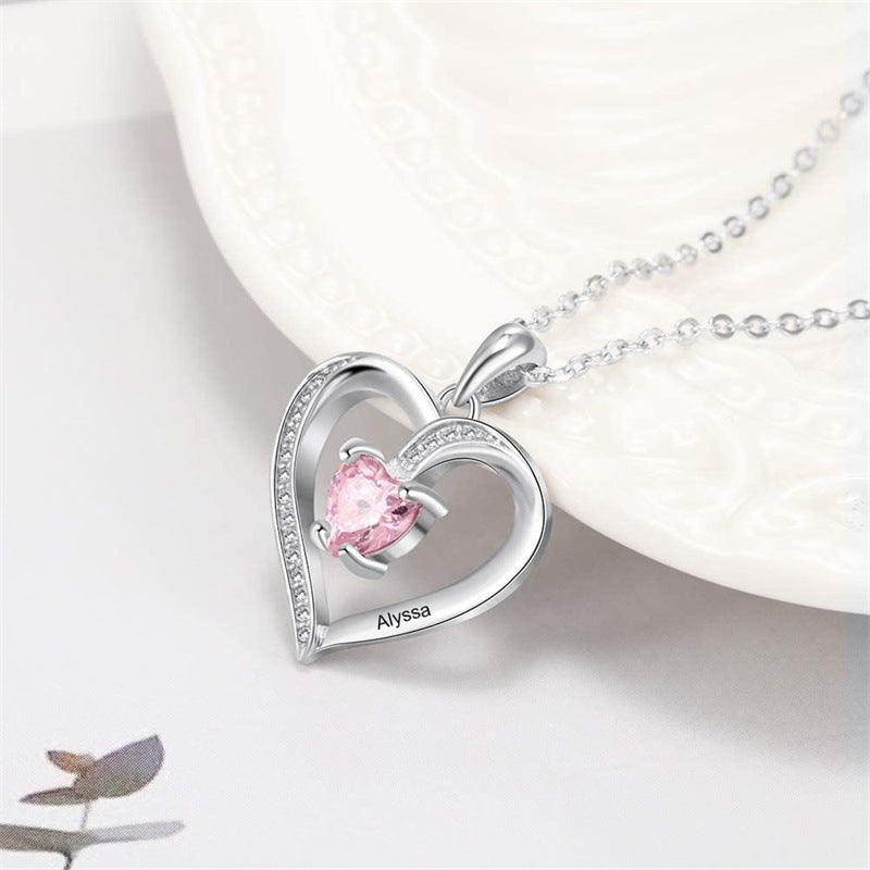 Ladies Elegant Heart Zircon Love Pendant Necklace