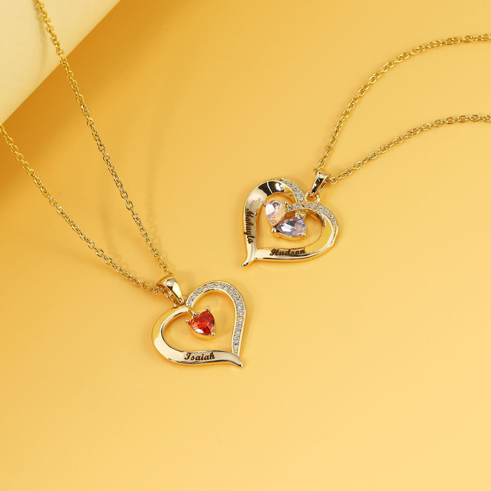 Elegant Copper Creative Personality Diamond-embedded Peach Heart Necklace