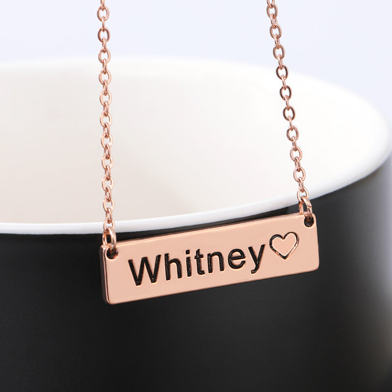 Love Hollow Square Brand Name Custom Necklace