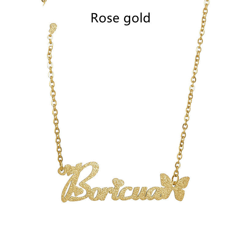 One Piece Cut Stainless Steel Butterfly English Name Matte