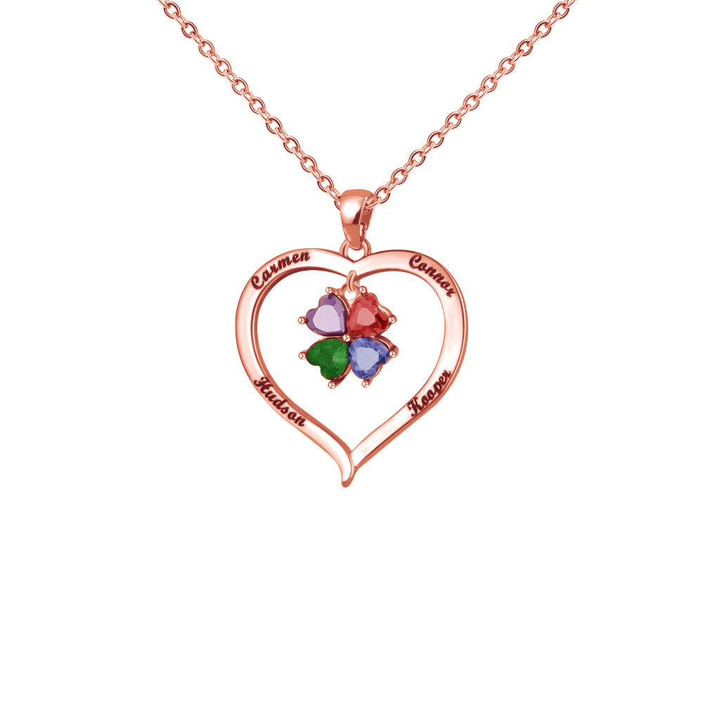 Elegant Copper Creative Personality Diamond-embedded Peach Heart Necklace
