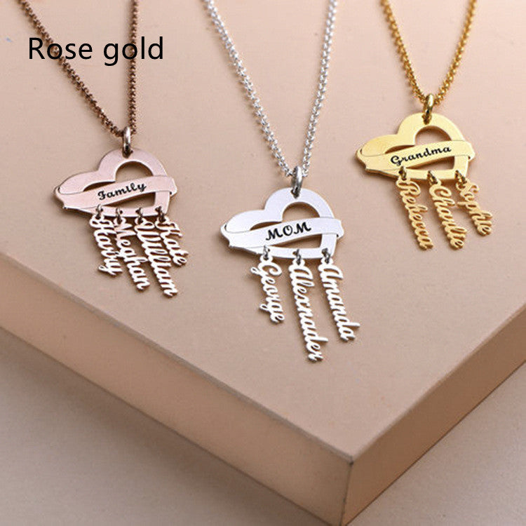 Heart-shaped Lettering Necklace Customized For Men And Women
