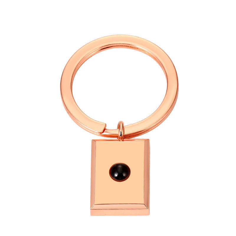 Customized Square Keychain Pendant With Bracelet Projection Color Photo