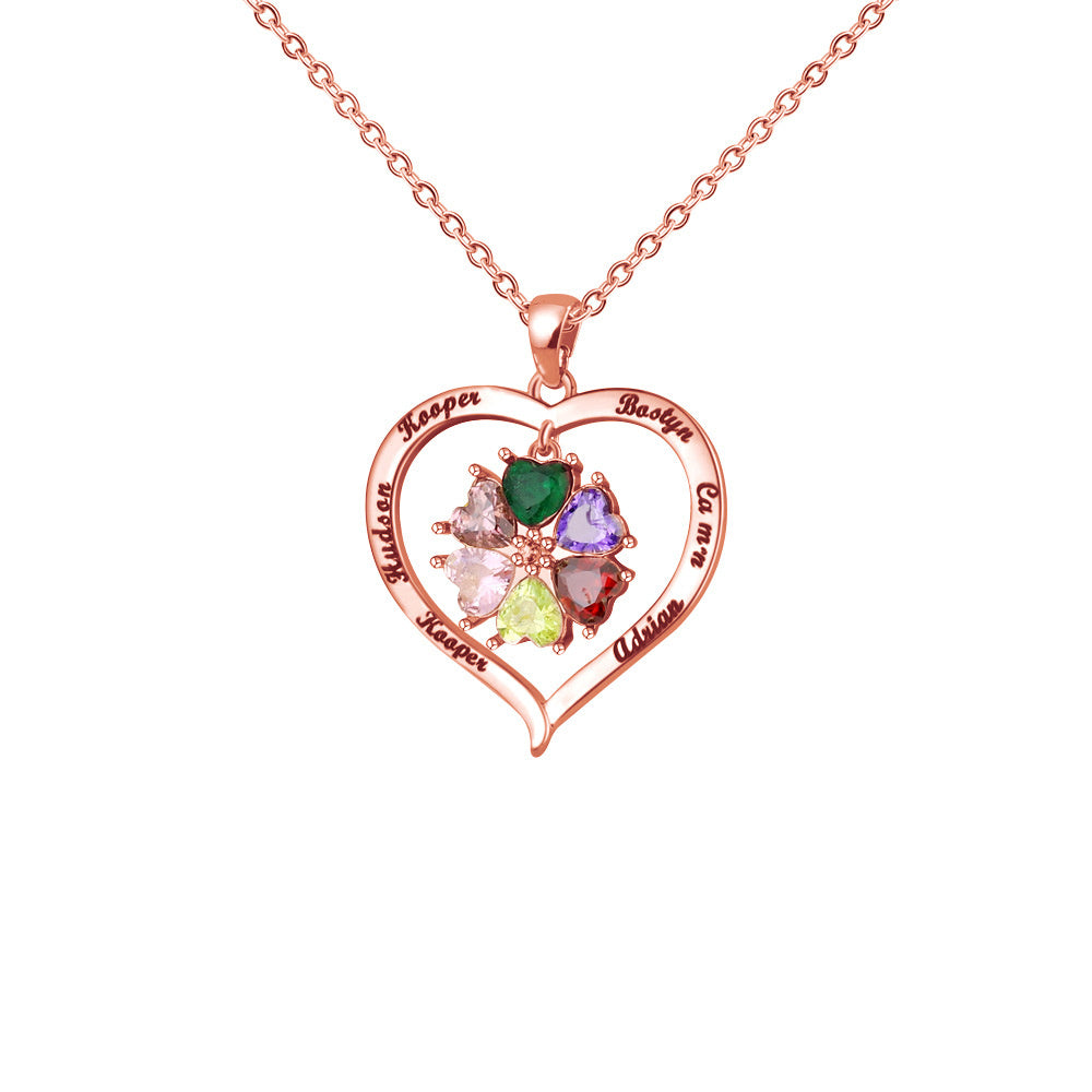 Elegant Copper Creative Personality Diamond-embedded Peach Heart Necklace