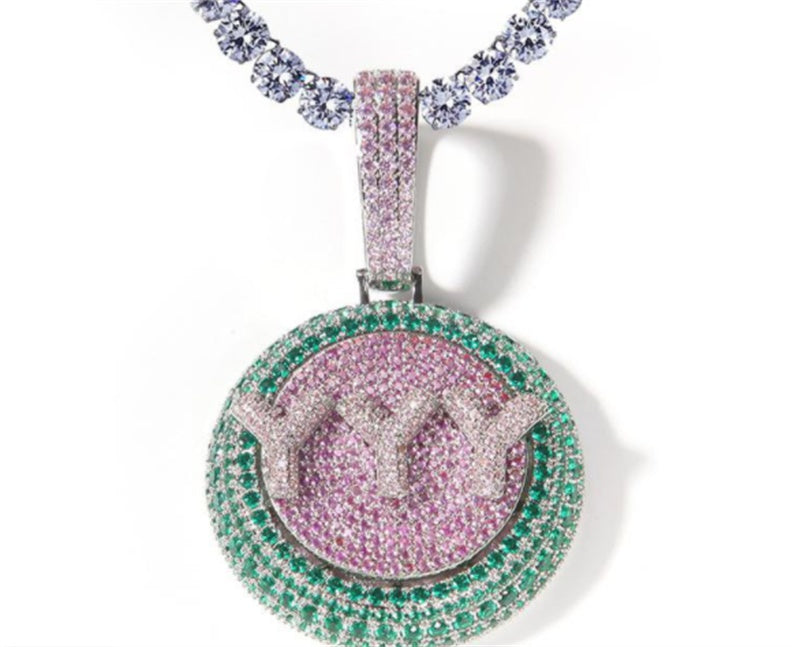 Personalized Hip Hop Custom Rotating Pendant 26 Letter Name Micro Inlaid Zircon