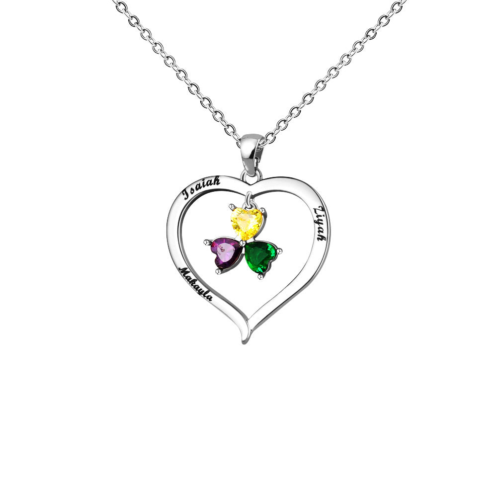 Elegant Copper Creative Personality Diamond-embedded Peach Heart Necklace