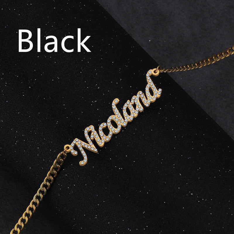 DIY One Piece Cut Name Jewelry Letter Zircon Diamond Necklace