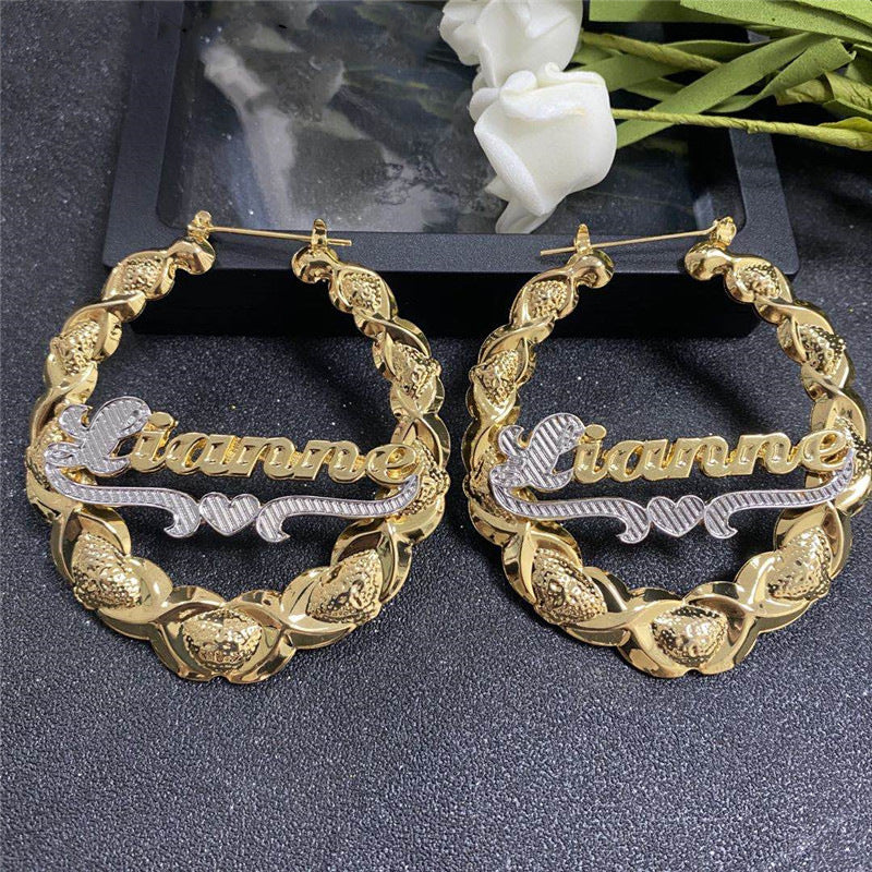 Ins Wind Alloy Carved Name Earrings