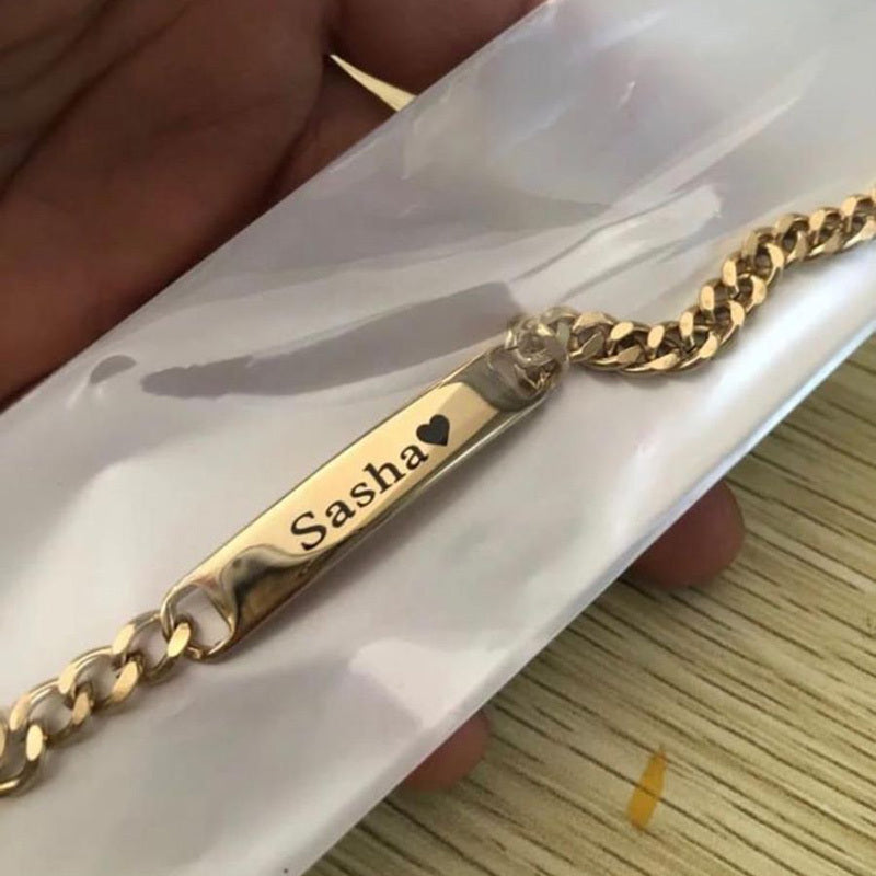 Glossy Long Strip Can Be Engraved Curved Brand Bracelet