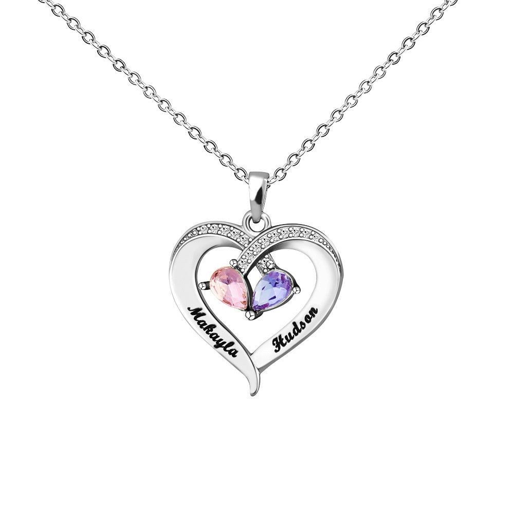 Elegant Copper Creative Personality Diamond-embedded Peach Heart Necklace