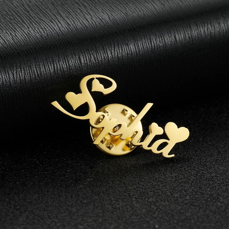 Stainless Steel Brooch Custom English Letters