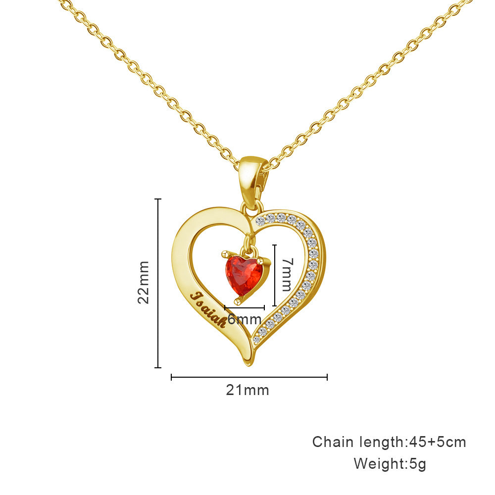 Elegant Copper Creative Personality Diamond-embedded Peach Heart Necklace