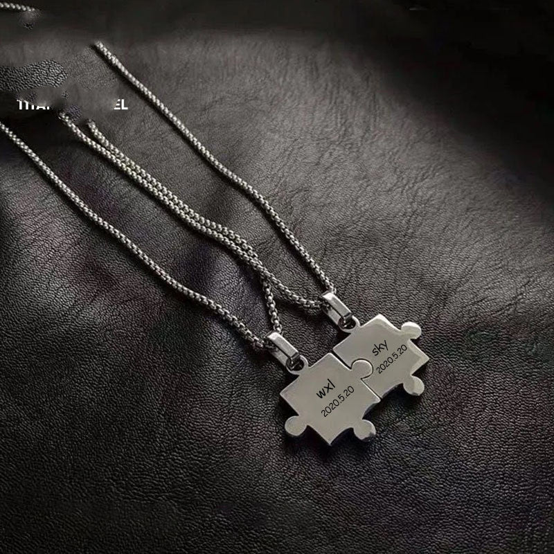 A Pair Of Puzzle Lettering Commemorative Pendant Necklace