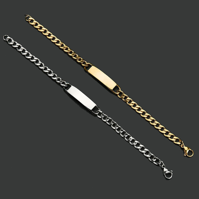 Glossy Long Strip Can Be Engraved Curved Brand Bracelet