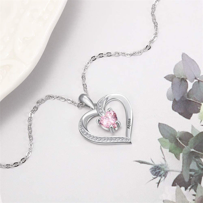 Ladies Elegant Heart Zircon Love Pendant Necklace