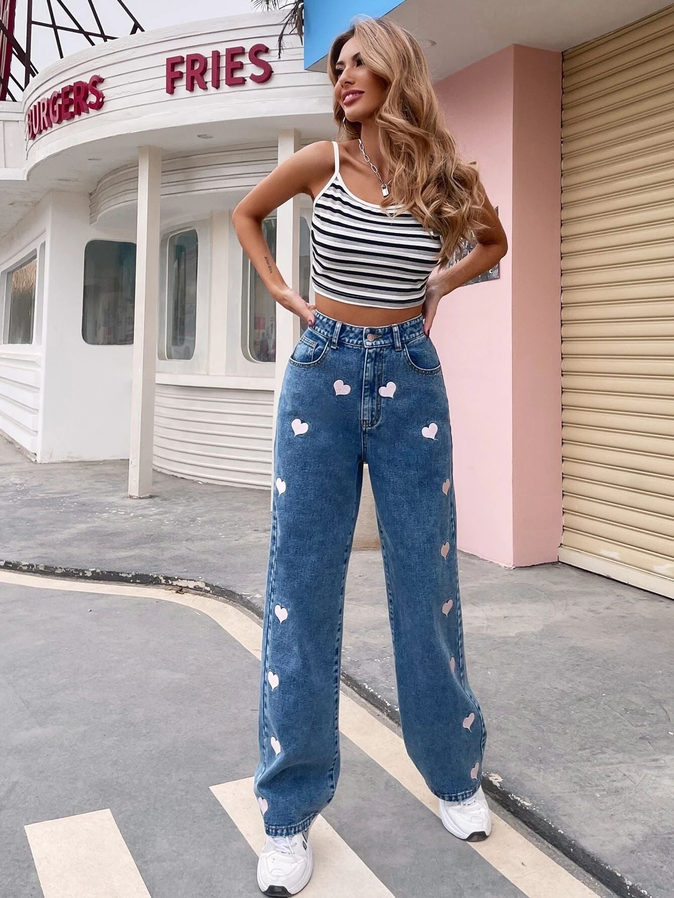 Personalized Graffiti Print Loose Straight-leg Jeans