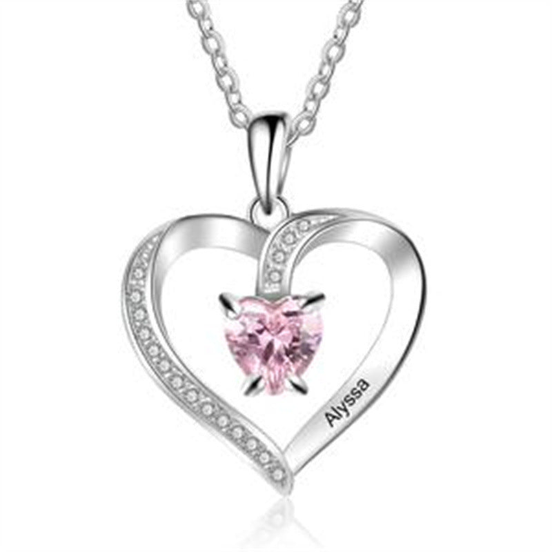 Ladies Elegant Heart Zircon Love Pendant Necklace