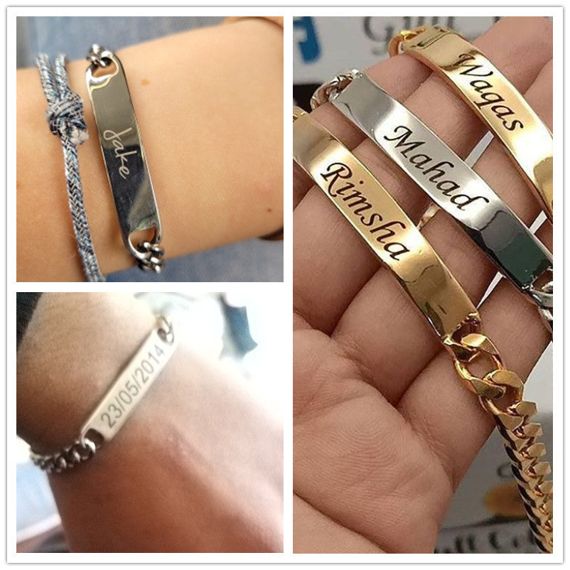 Glossy Long Strip Can Be Engraved Curved Brand Bracelet