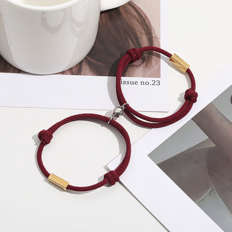 Source Letter Magnetic Weaving Couple Bracelet Bracelet Europe And America Engraved Names