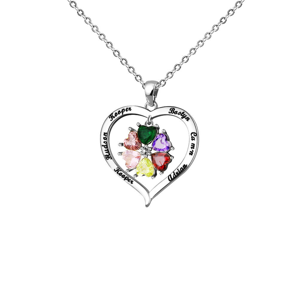 Elegant Copper Creative Personality Diamond-embedded Peach Heart Necklace